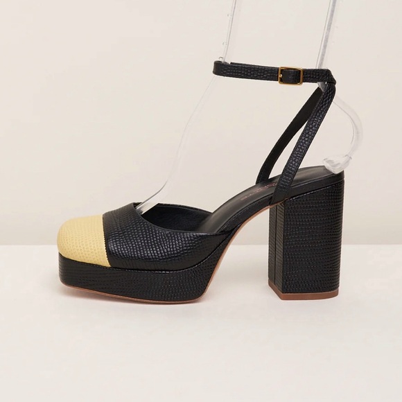 NWT Charlotte Stone Petra Platform Shoes in Black/ Butter Size 8 - Picture 4 of 16